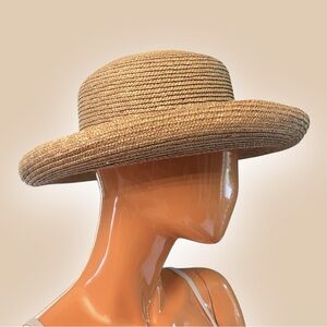 KATHY JEANNE Short Rolled Brim Straw Sun Hat
